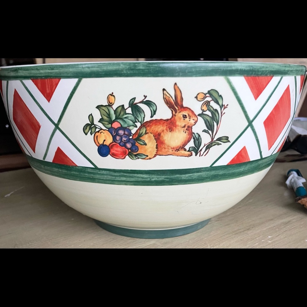 Noritake Royal Hunt Plaid Deer Pheasant Rabbit Hunting Dog XL Serving Bowl